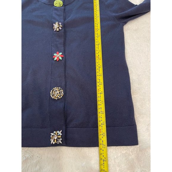 Boden Embellished Jewel Button Up Cardigan Size 2 Navy Blue Sweater - Picture 8 of 9